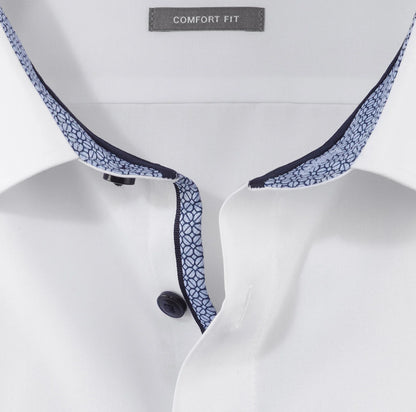 OLYMP LUXOR COMFORT FIT UNI LANGARM HEMD WEISS MIT PATCHUNG