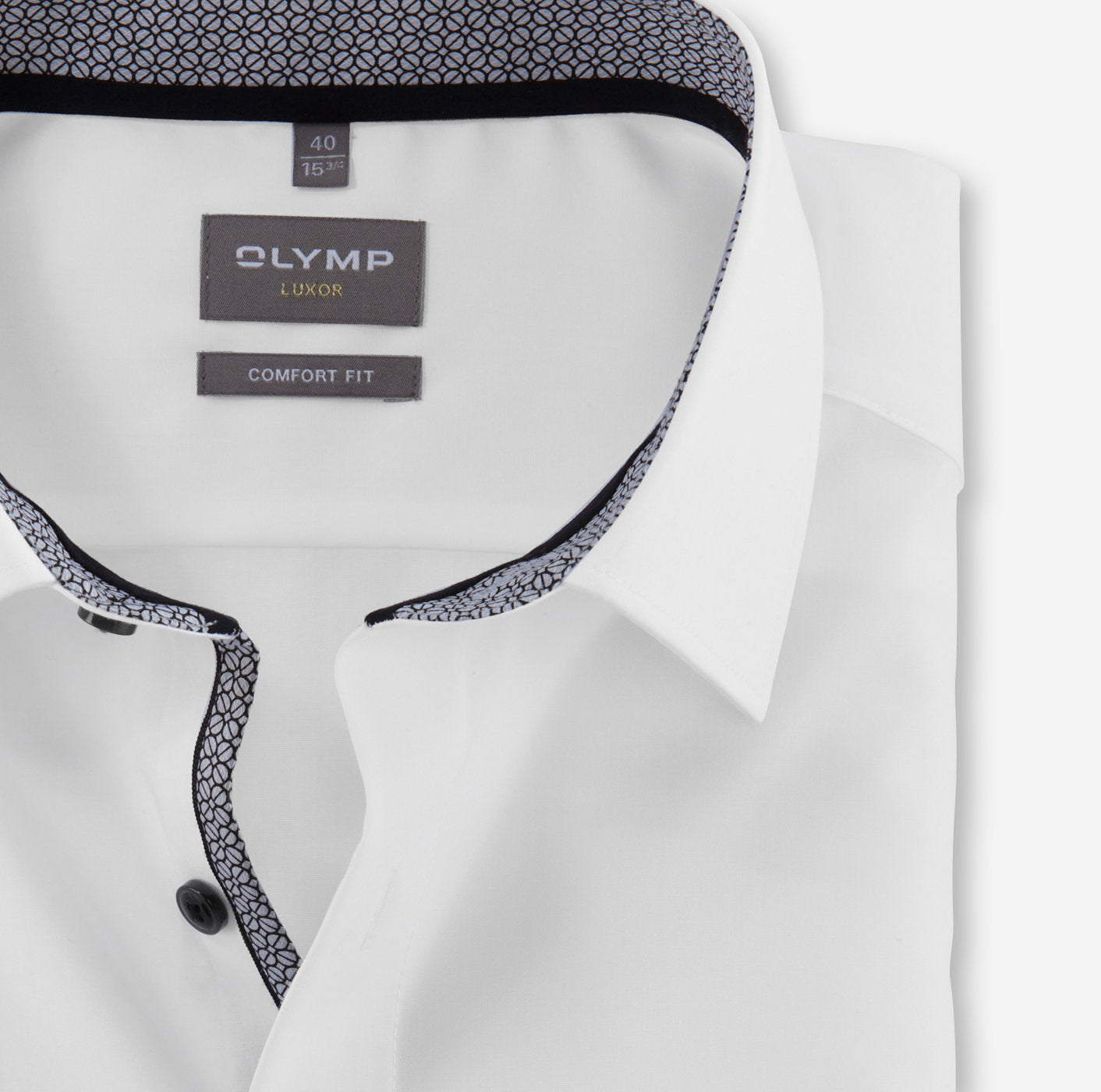 OLYMP LUXOR COMFORT FIT UNI LANGARM HEMD WEISS MIT PATCHUNG