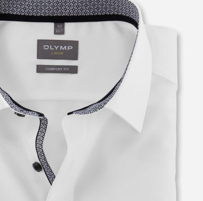 OLYMP LUXOR COMFORT FIT UNI LANGARM HEMD WEISS MIT PATCHUNG