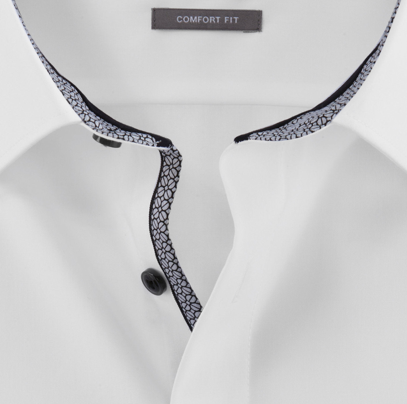 OLYMP LUXOR COMFORT FIT UNI LANGARM HEMD WEISS MIT PATCHUNG