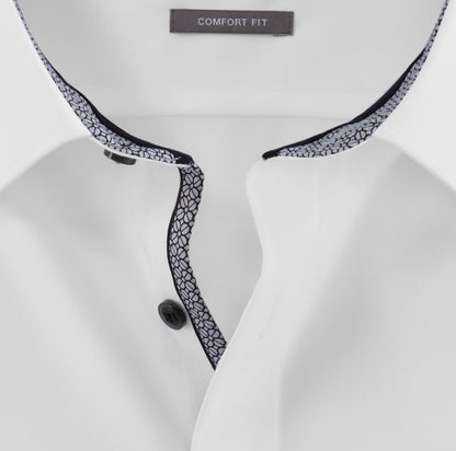 OLYMP LUXOR COMFORT FIT UNI LANGARM HEMD WEISS MIT PATCHUNG