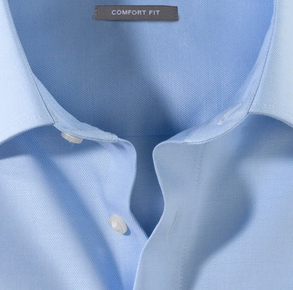 OLYMP LUXOR COMFORT FIT TWILL LANGARM HEMD HELLBLAU