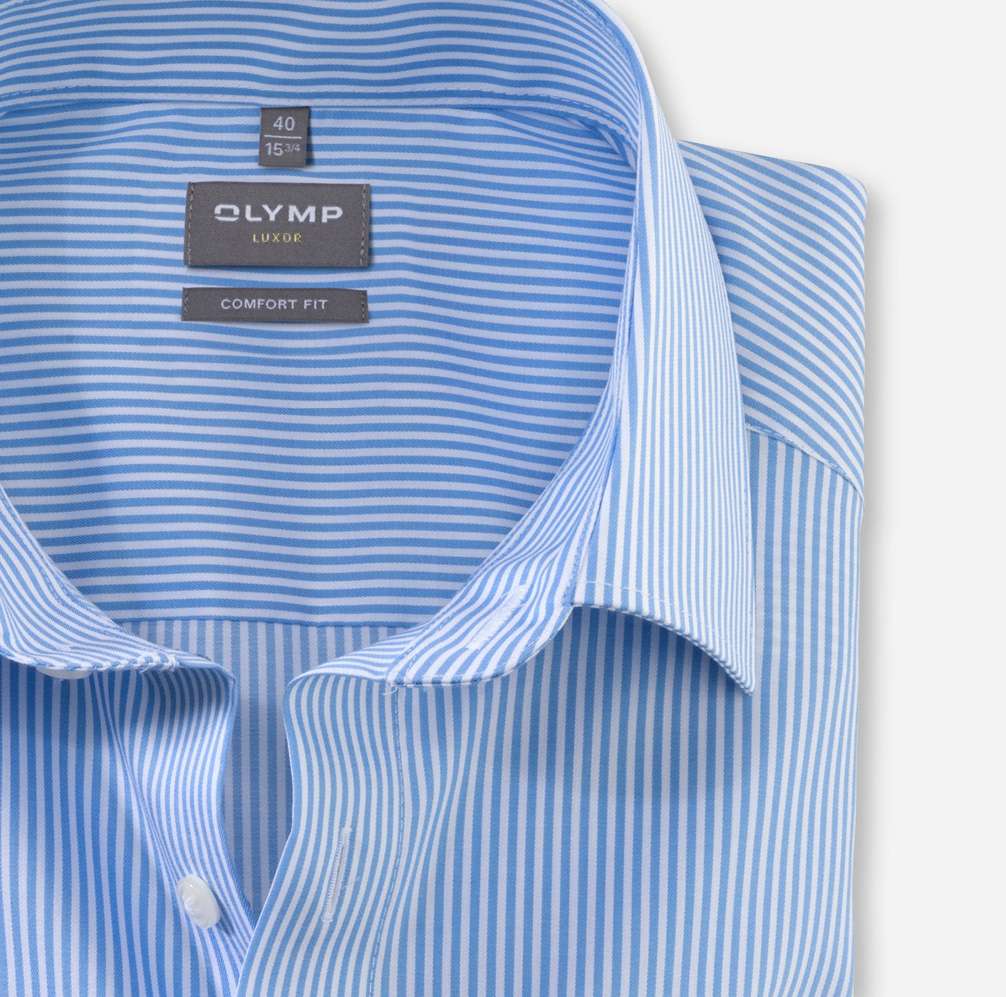OLYMP LUXOR COMFORT FIT TWILL LANGARM HEMD HELLBLAU GESTREIFT