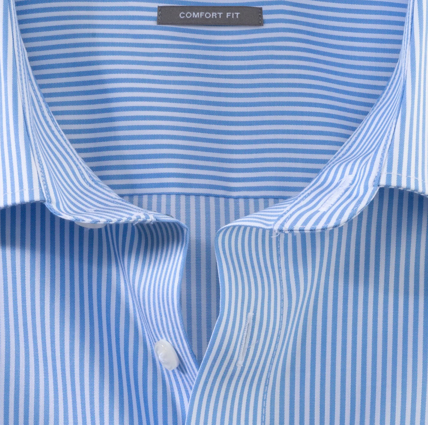 OLYMP LUXOR COMFORT FIT TWILL LANGARM HEMD HELLBLAU GESTREIFT