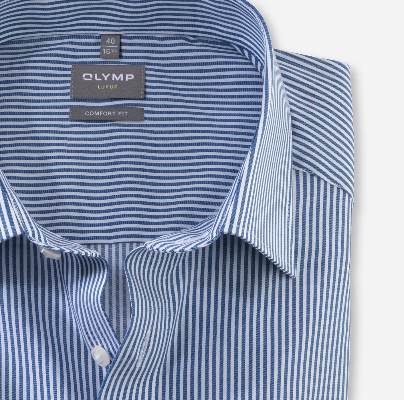 OLYMP LUXOR COMFORT FIT TWILL LANGARM HEMD BLAU GESTREIFT