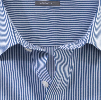 OLYMP LUXOR COMFORT FIT TWILL LANGARM HEMD BLAU GESTREIFT
