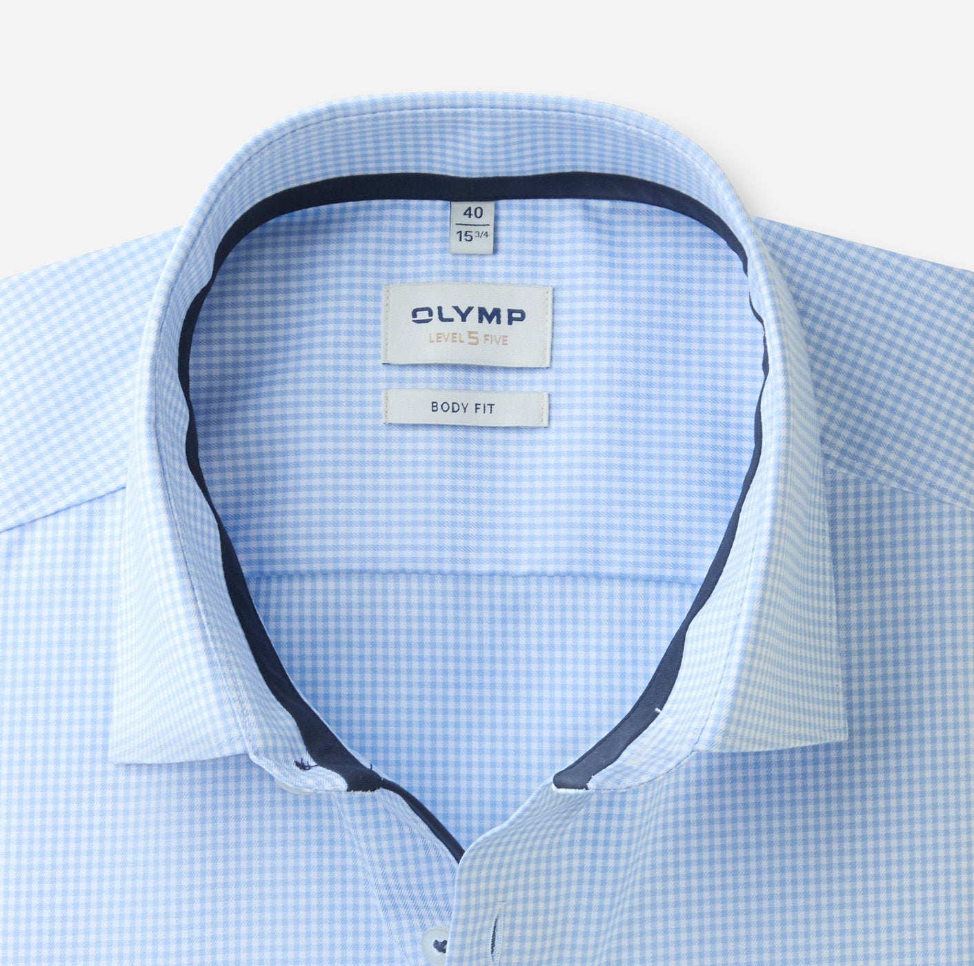 OLYMP LEVEL FIVE BODY FIT TWILL LANGARM HEMD HELLBLAU KARIERT