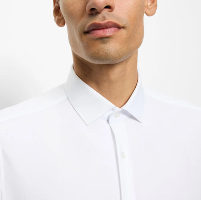 OLYMP LEVEL FIVE BODY FIT TWILL LANGARM HEMD WEISS