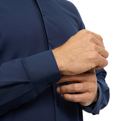 OLYMP LEVEL FIVE BODY FIT TWILL LANGARM HEMD MARINE