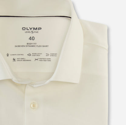 OLYMP LEVEL FIVE BODY FIT TWILL LANGARM HEMD HELLBEIGE