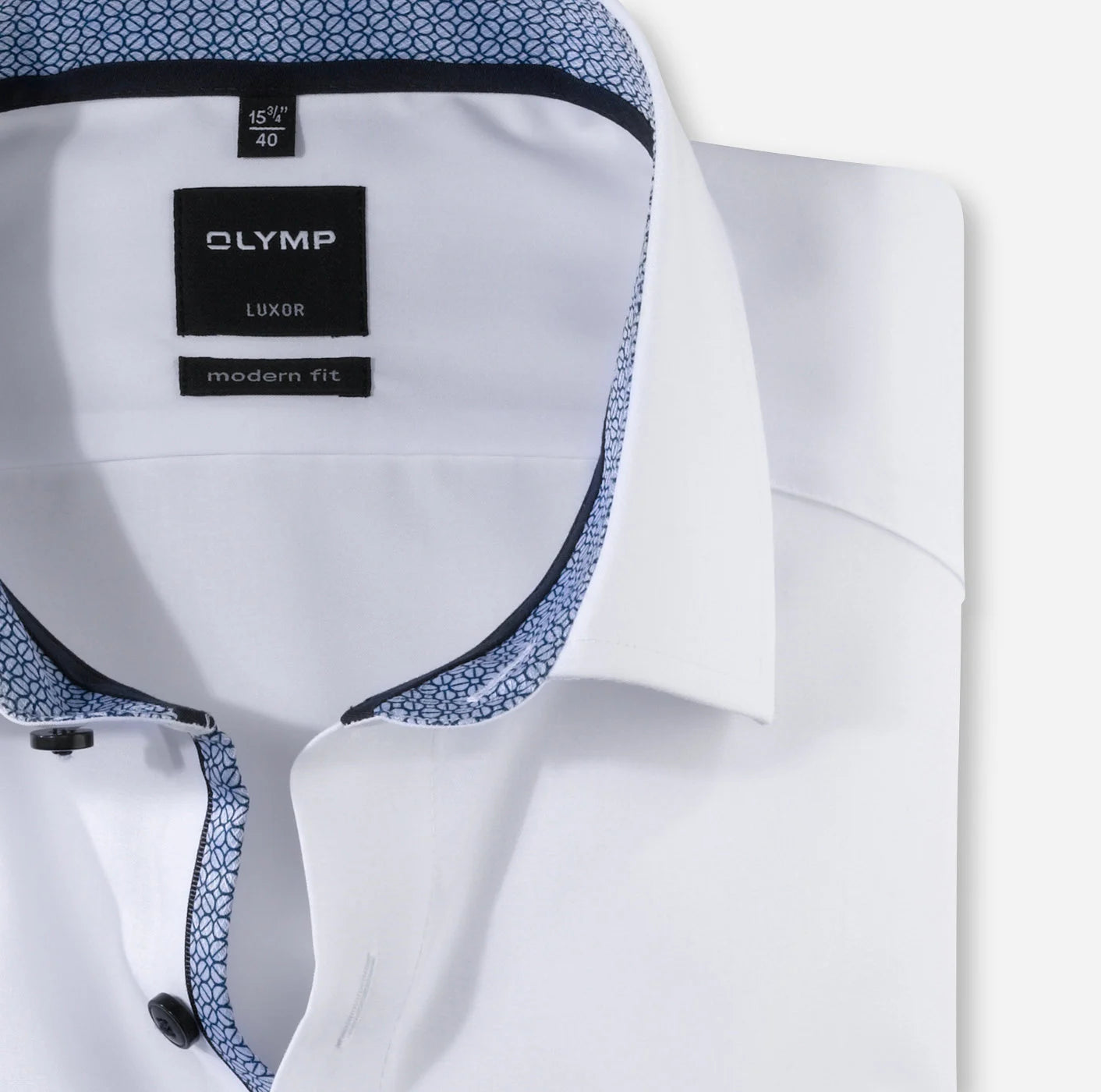 OLYMP UNI LANGARM HEMD MODERN FIT WEISS MIT PATCHUNG