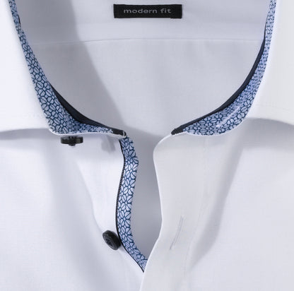OLYMP UNI LANGARM HEMD MODERN FIT WEISS MIT PATCHUNG