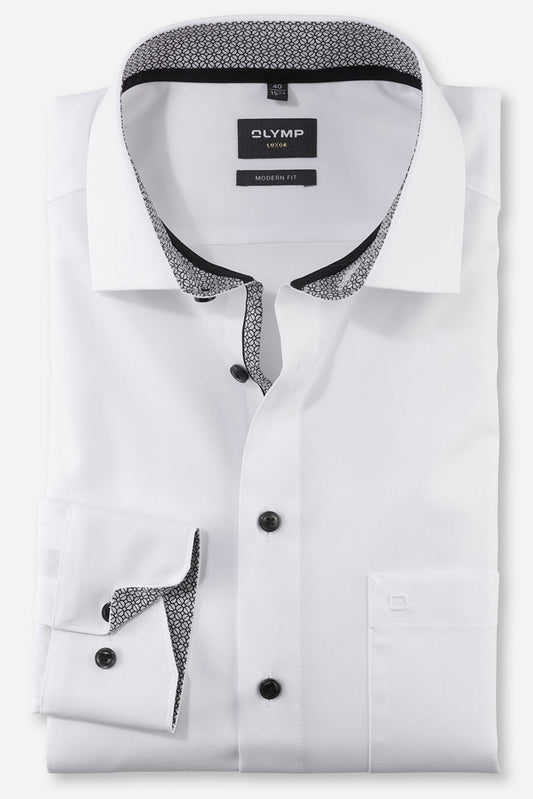 OLYMP UNI LANGARM HEMD MODERN FIT ANTHRAZIT MIT PATCHUNG