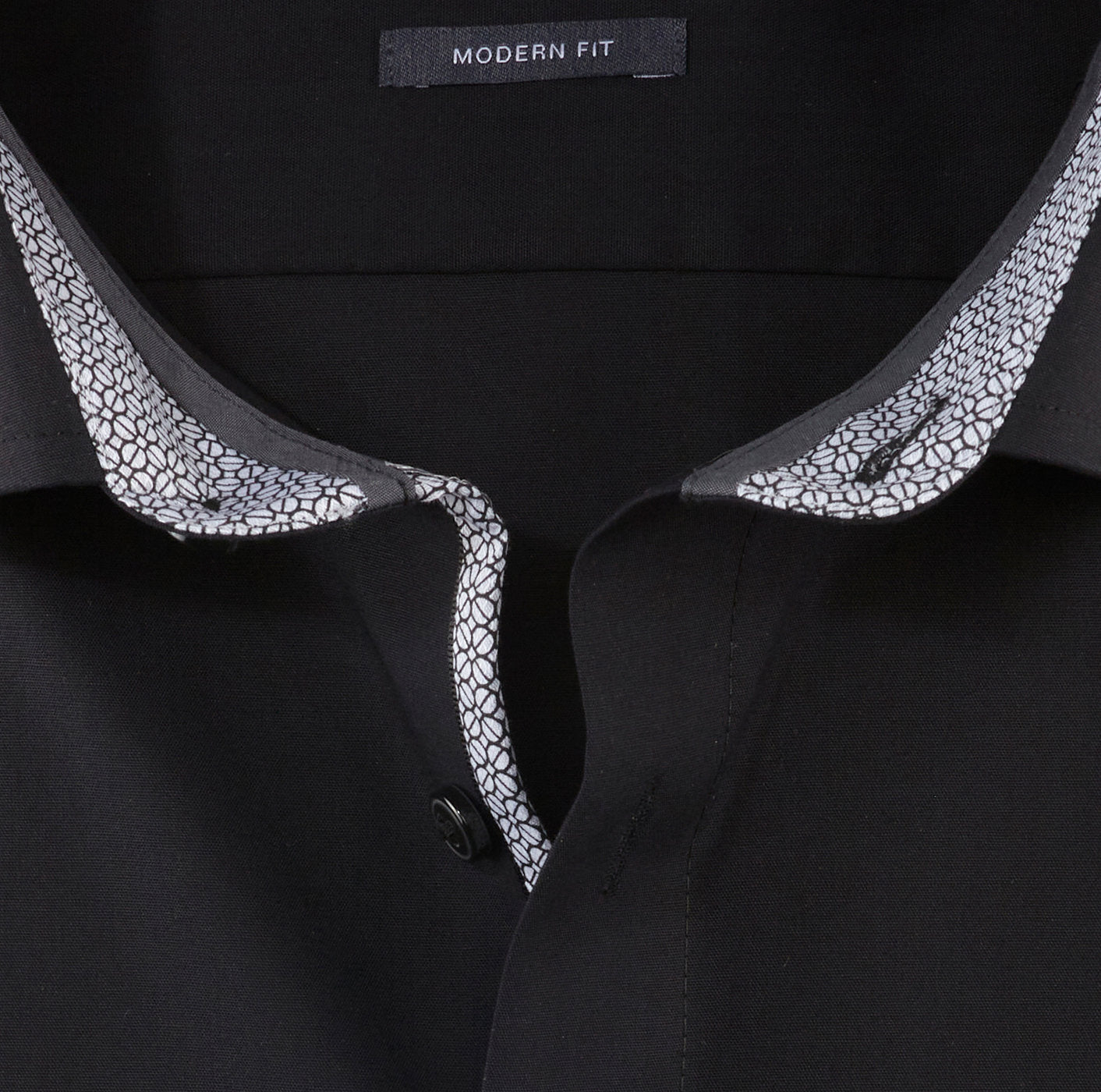 OLYMP UNI LANGARM HEMD MODERN FIT SCHWARZ MIT PATCHUNG