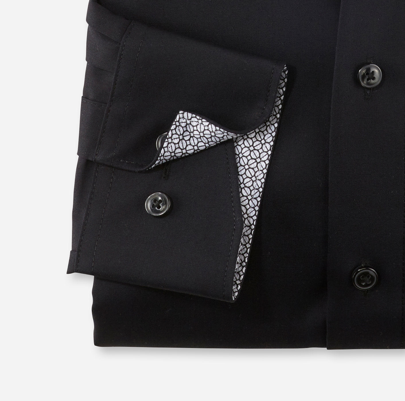 OLYMP UNI LANGARM HEMD MODERN FIT SCHWARZ MIT PATCHUNG