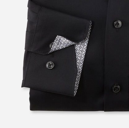 OLYMP UNI LANGARM HEMD MODERN FIT SCHWARZ MIT PATCHUNG
