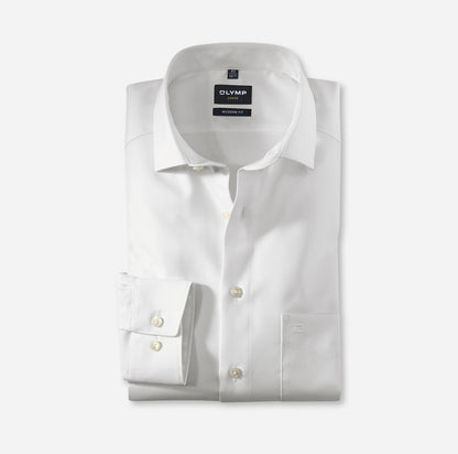OLYMP TWILL LANGARM HEMD MODERN FIT WEISS