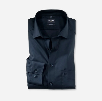 OLYMP TWILL LANGARM HEMD MODERN FIT NACHTBLAU