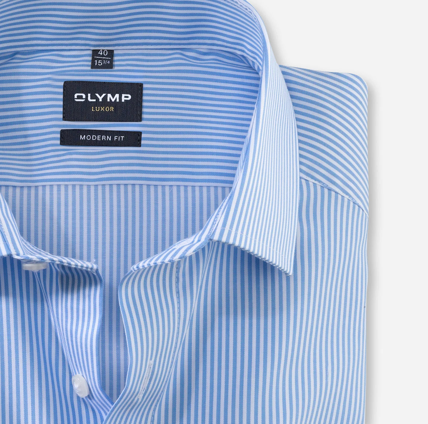 OLYMP LUXOR MODERN FIT TWILL LANGARM HEMD BLAU GESTREIFT