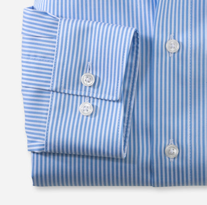 OLYMP LUXOR MODERN FIT TWILL LANGARM HEMD BLAU GESTREIFT