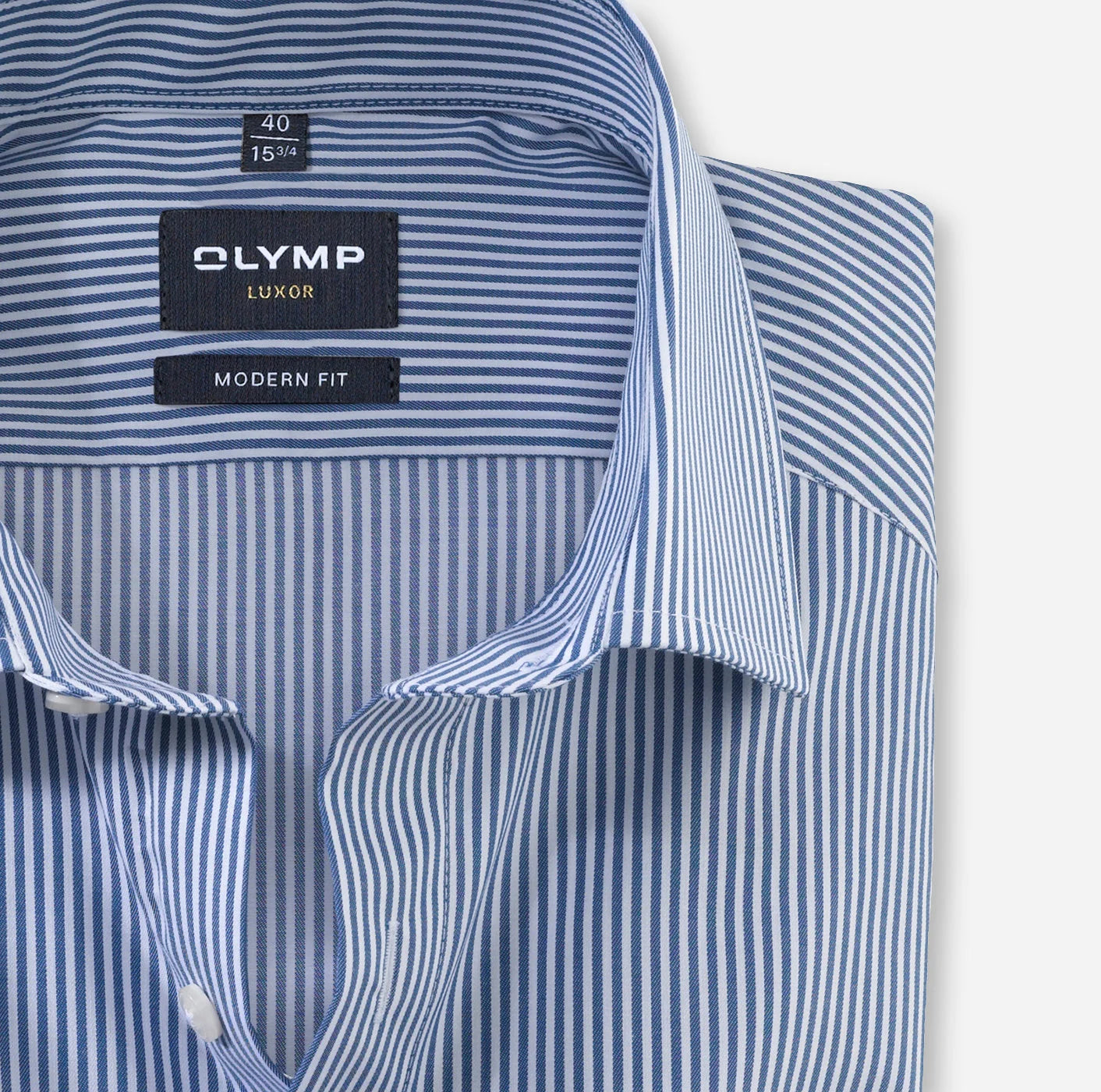 OLYMP LUXOR MODERN FIT TWILL LANGARM HEMD MARINE GESTREIFT
