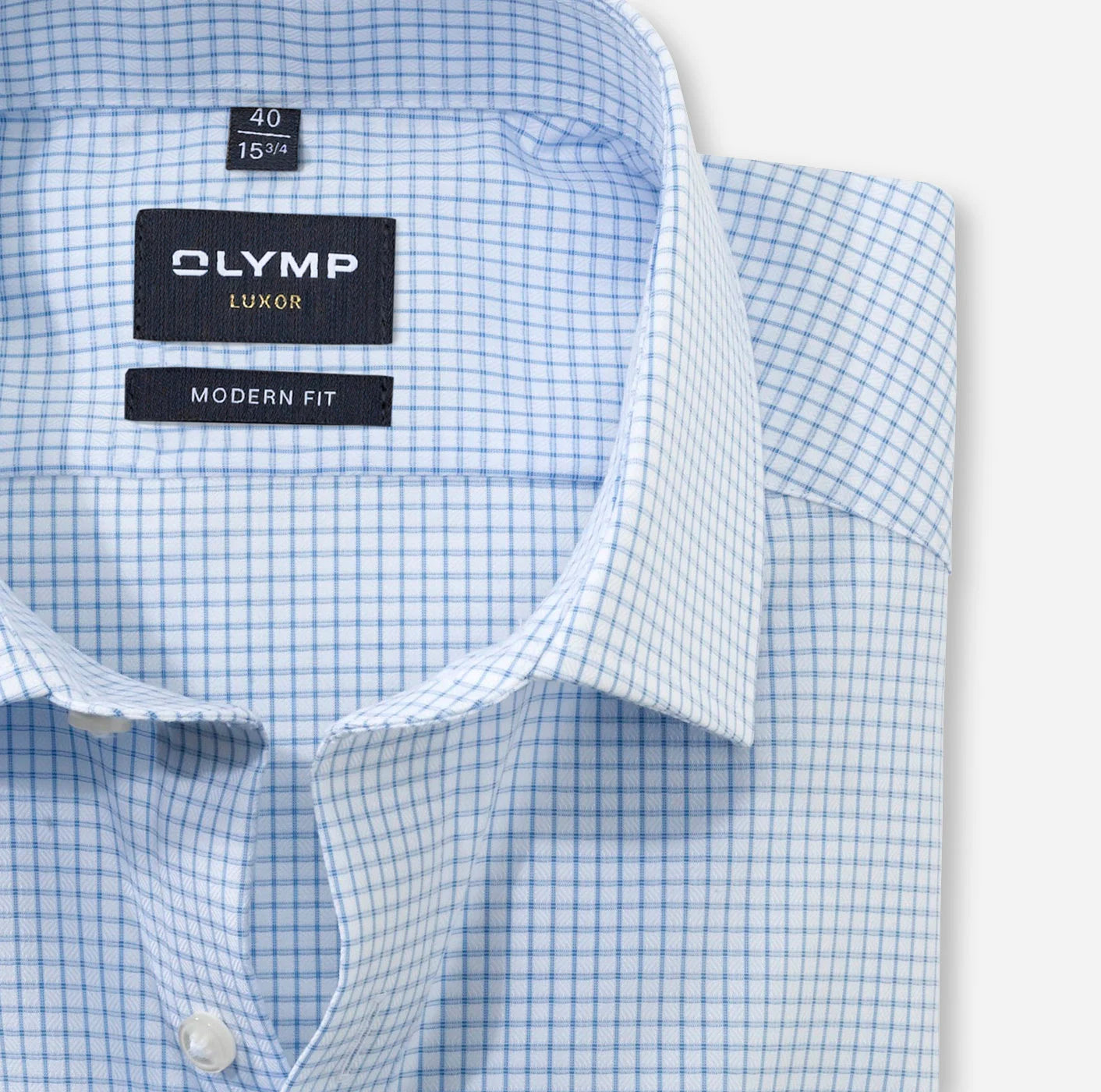 OLYMP TWILL LANGARM HEMD MODERN FIT HELLBLAU KARIERT