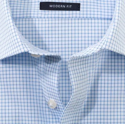OLYMP TWILL LANGARM HEMD MODERN FIT HELLBLAU KARIERT