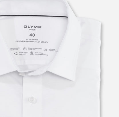 OLYMP JERSEY LANGARM HEMD MODERN FIT WEISS