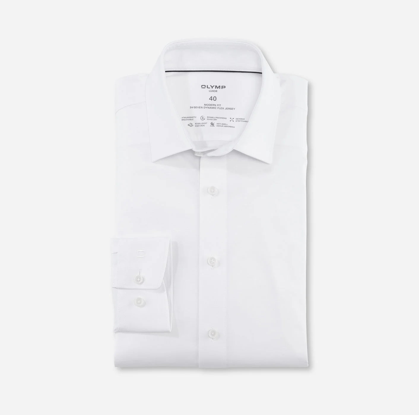 OLYMP JERSEY LANGARM HEMD MODERN FIT WEISS