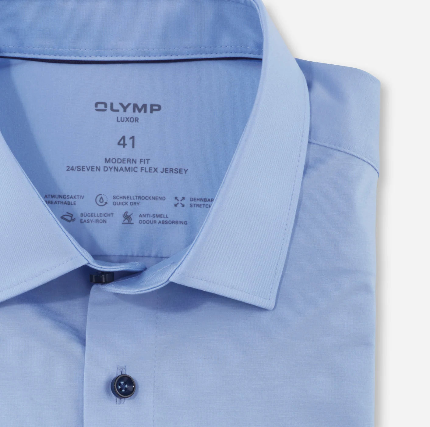 OLYMP JERSEY LANGARM HEMD MODERN FIT HELLBLAU