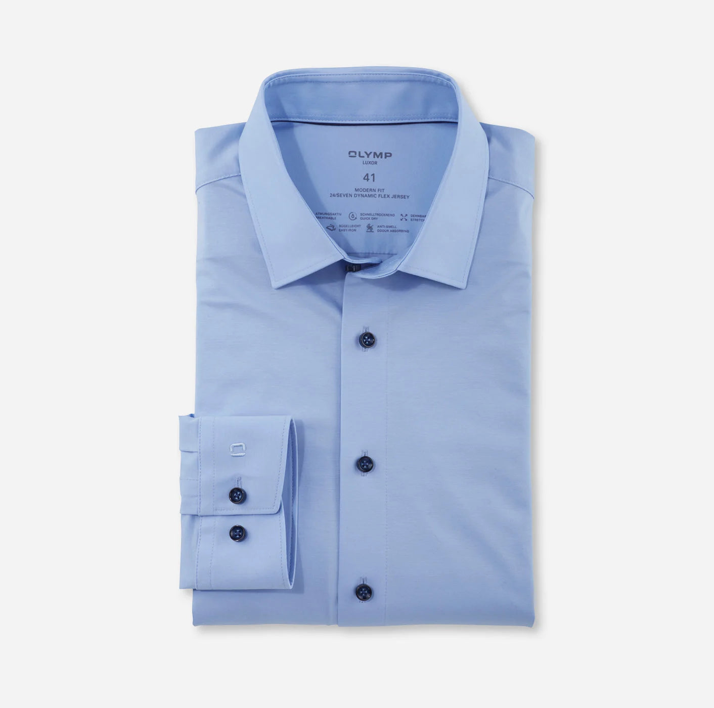 OLYMP JERSEY LANGARM HEMD MODERN FIT HELLBLAU