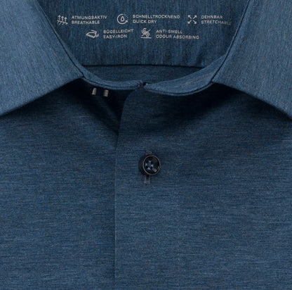 OLYMP JERSEY LANGARM HEMD MODERN FIT RAUCHBLAU
