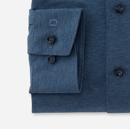 OLYMP JERSEY LANGARM HEMD MODERN FIT RAUCHBLAU