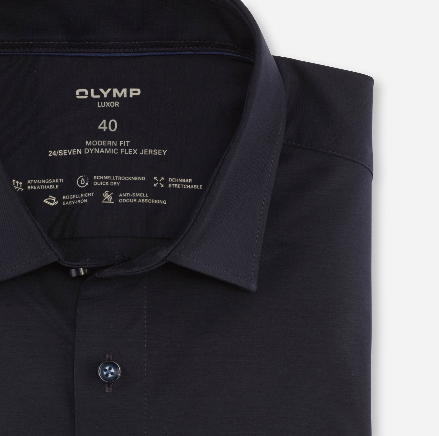 OLYMP JERSEY LANGARM HEMD MODERN FIT MARINE