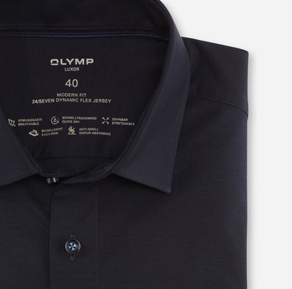 OLYMP JERSEY LANGARM HEMD MODERN FIT MARINE