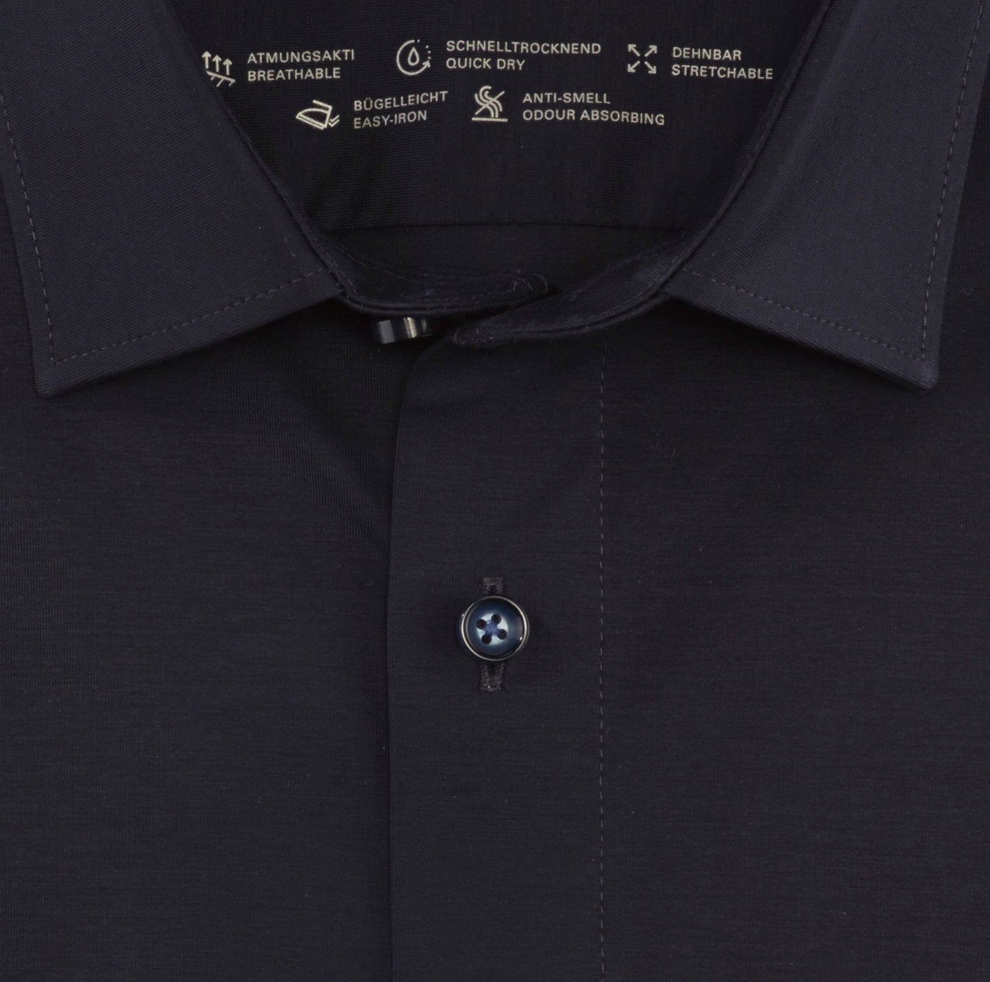 OLYMP JERSEY LANGARM HEMD MODERN FIT MARINE