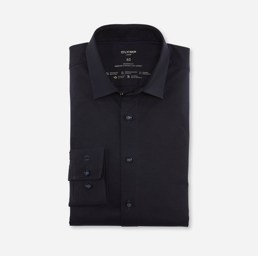 OLYMP JERSEY LANGARM HEMD MODERN FIT MARINE