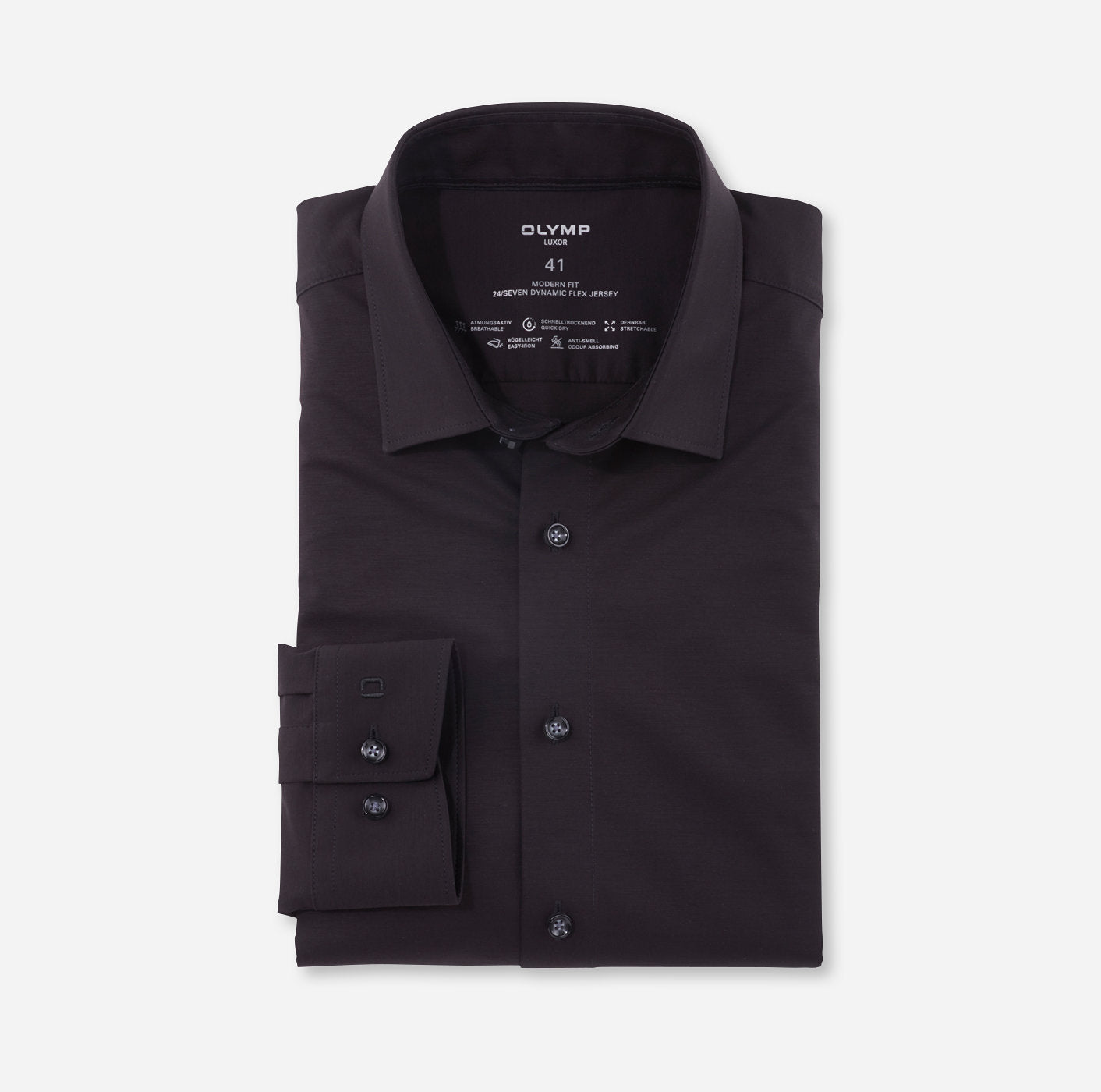 OLYMP JERSEY LANGARM HEMD MODERN FIT SCHWARZ
