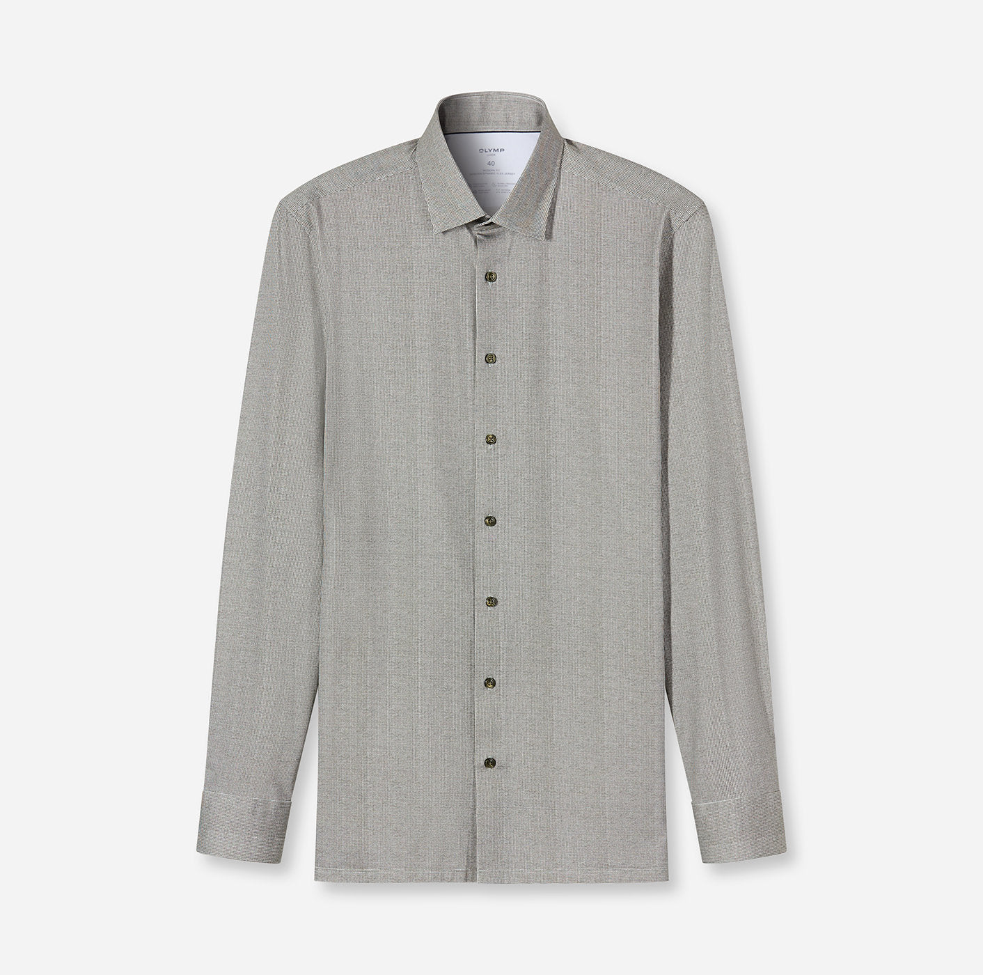 OLYMP JERSEY LANGARM HEMD MODERN FIT GRAU-GRÜN