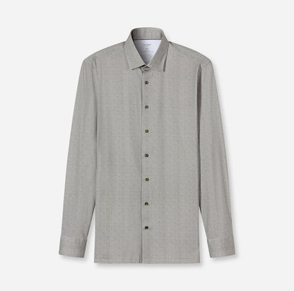 OLYMP JERSEY LANGARM HEMD MODERN FIT GRAU-GRÜN