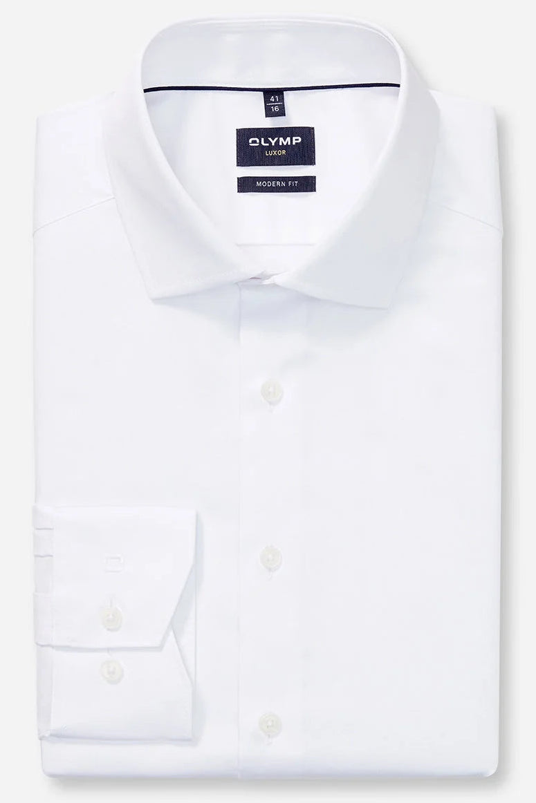 OLYMP SATIN LANGARM HEMD MODERN FIT WEISS