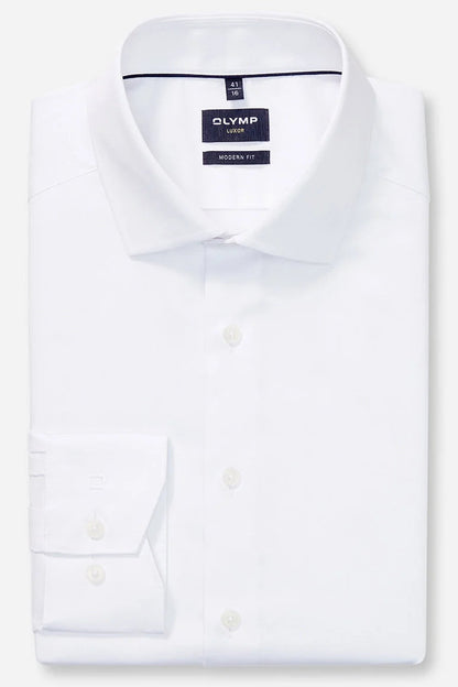 OLYMP SATIN LANGARM HEMD MODERN FIT WEISS