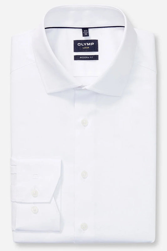 OLYMP SATIN LANGARM HEMD MODERN FIT WEISS