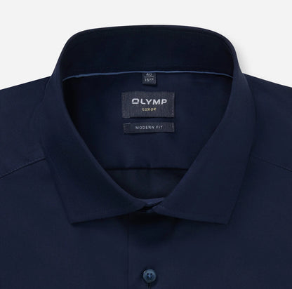 OLYMP SATIN LANGARM HEMD MODERN FIT KOBALT