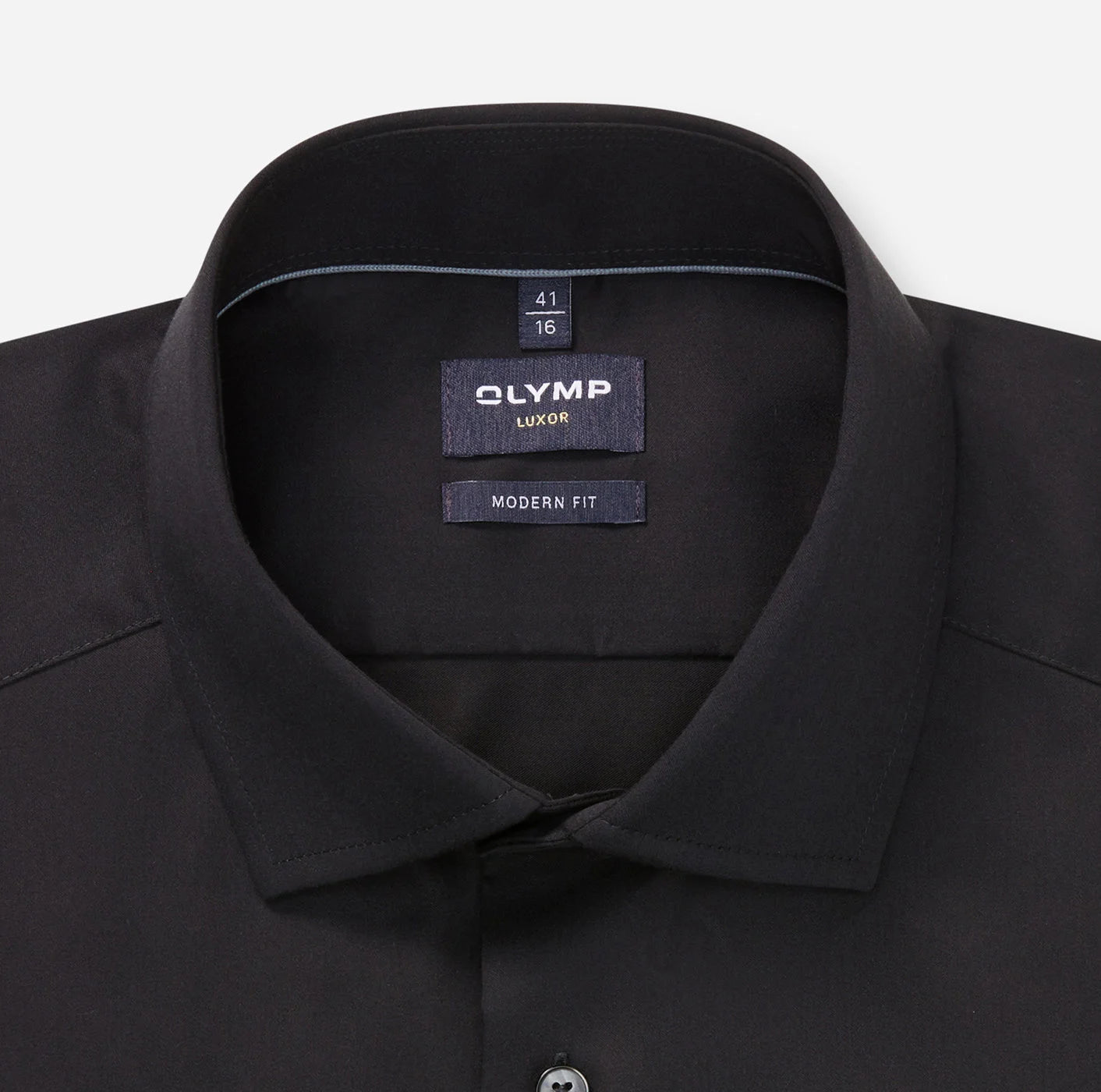 OLYMP SATIN LANGARM HEMD MODERN FIT SCHWARZ