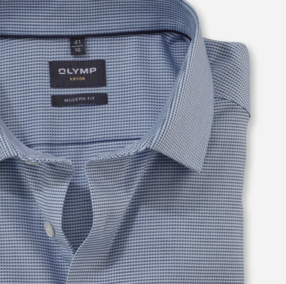 OLYMP LUXOR MODERN FIT FAUX UNI LANGARM HEMD BLAU
