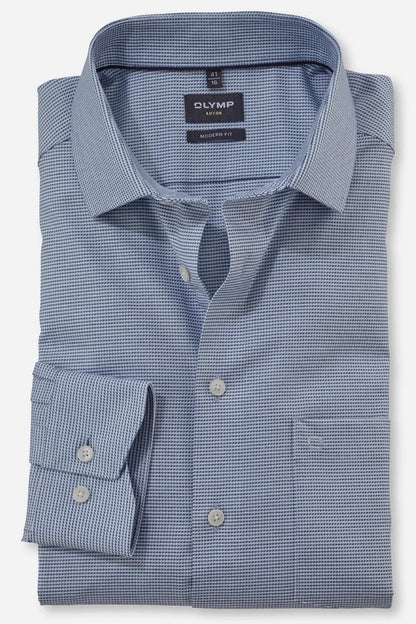 OLYMP LUXOR MODERN FIT FAUX UNI LANGARM HEMD BLAU