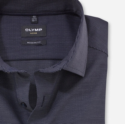 OLYMP LUXOR MODERN FIT FAUX UNI LANGARM HEMD MARINE