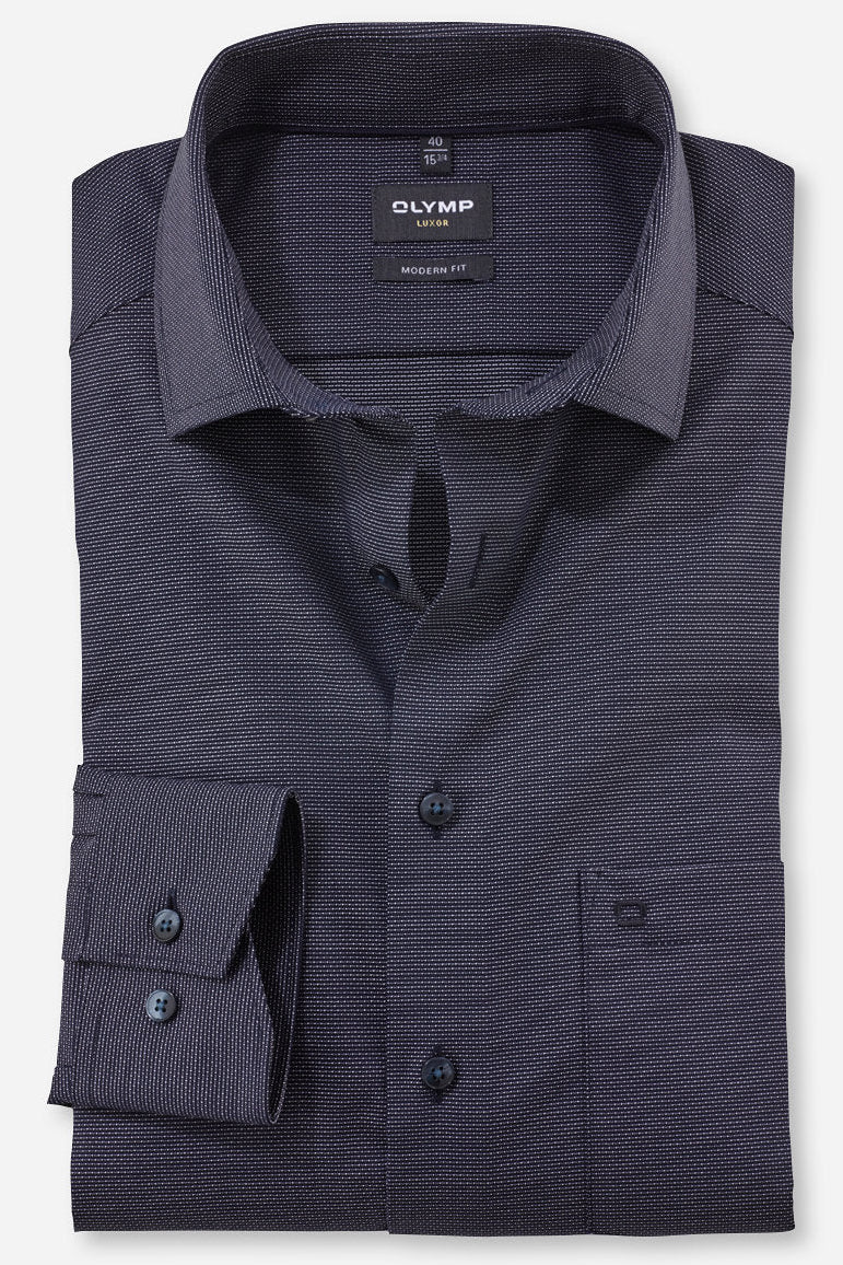 OLYMP LUXOR MODERN FIT FAUX UNI LANGARM HEMD BLAU