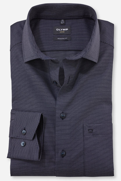 OLYMP LUXOR MODERN FIT FAUX UNI LANGARM HEMD BLAU